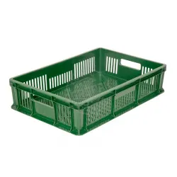 Купить ящик овощной 600х400140мм, перфорированный, объем 27л, п/э, цвет зеленый tr 705.01.01 – цена от завода, доставка до двери | RuOborudovanie.ru