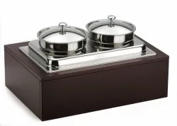 Купить мармит pintinox 51135556 венге настол. (чафиндиш) для 1-х блюд (2 кастрюли по 5л с крыш) дерев.подст. – цена от завода, доставка до двери | RuOborudovanie.ru