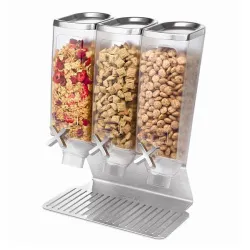 Купить диспенсер rosseto ez-pro для сыпучих продуктов, три емкости по 3,8л, 35,6х20,3см h43,2см, сталь/акри – цена от завода, доставка до двери | RuOborudovanie.ru