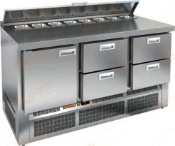 Купить стол для салатов hicold sle2-212gn (+2+10), 1 дверь, 4 ящ, 1485х700х850мм, ниж.агрег. – цена от завода, доставка до двери | RuOborudovanie.ru
