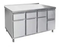 Купить стол для кофемашины abat скм-7-2, арт.21000801143 с бортом, с ящиками 3 выдв+3 откидных – цена от завода, доставка до двери | RuOborudovanie.ru