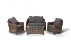 Купить лаунж-зона садовая 4sis кон панна (коричневый) арт.kps2c2t-4-set brown из искус.ротанга алюм.каркас – цена от завода, доставка до двери | RuOborudovanie.ru