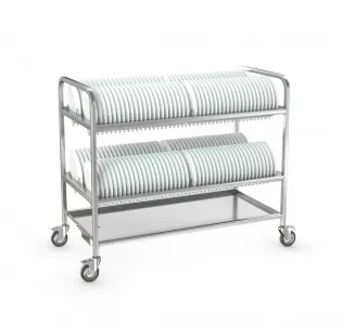 Тележка для тарелок Атеси ТТ-Л-2-1200.600-02 (ТТ-2) 2яруса на 164тарел., колеса, нагрузка до 120кг – купить по цене завода