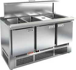 Купить стол для салатов hicold sle3-111gn с крышкой (+2+10), 3 дв, 1485х700х850мм, ниж.агрег. – цена от завода, доставка до двери | RuOborudovanie.ru