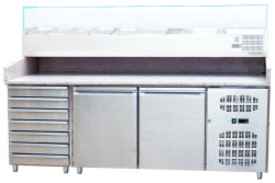 Купить стол для пиццы koreco spz2610tn (+5/+10) гранит.столеш., 2дв, 7ящ. – цена от завода, доставка до двери | RuOborudovanie.ru