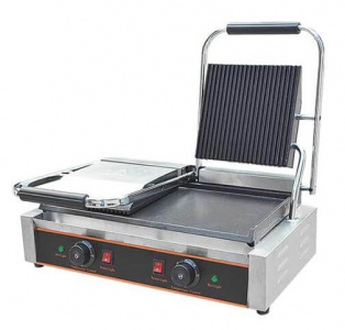 Гриль пресс Kocateq GH813CNW двухсекционный с верхн. ребристыми и нижн.плоской пластиной