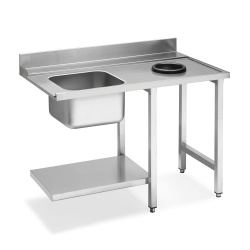 Стол для ПММ Smeg WT512 для купольных ПММ с мойкой и отверстием для слива соединение справа