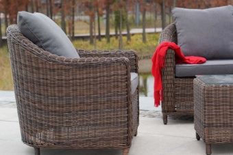 Лаунж-зона садовая 4sis Кон Панна (коричневый) арт.KPS2C2T-4-SET brown из искус.ротанга алюм.каркас – купить по цене завода