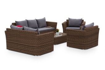 Лаунж-зона 4sis Капучино Дабл (коричневый) арт.KDS3S2CT-5-SET brown из искус.ротанга – купить по цене завода