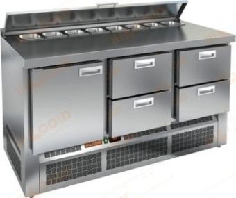 Стол для салатов Hicold SLE2-212GN (+2+10), 1 дверь, 4 ящ, 1485х700х850мм, ниж.агрег. – купить по цене завода